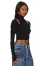 view 2 of 4 Vanessa Cut out Shoulder Cropped in Black