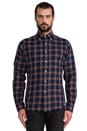 view 1 of 6 Indigo Twill Button Down in Blue/Red in Blue & Red