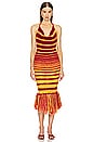 view 1 of 4 Halter Fringe Dress in Red & Yellow