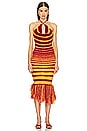 view 2 of 4 Halter Fringe Dress in Red & Yellow