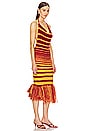 view 3 of 4 Halter Fringe Dress in Red & Yellow