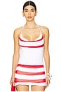 view 1 of 4 Adjustable Viscose Top in White And Red