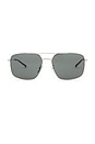 view 1 of 3 Web Stripe Rectangular Sunglasses in Silver & Grey