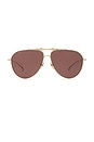 view 1 of 3 Bamboo Metal Pilot Sunglasses in Gold & Brown