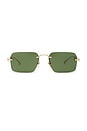 view 1 of 3 Rectangular Bamboo Metal Sunglasses in Gold & Green