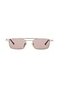 view 1 of 3 Metal Frame Rectangular Sunglasses in Silver & Havana Brown