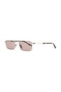 view 2 of 3 Metal Frame Rectangular Sunglasses in Silver & Havana Brown