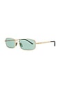 view 2 of 3 Rectangular Sunglasses in Gold & Green