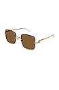 view 2 of 3 UPSIDE DOWN 선글라스 in Shiny Endura Gold & Brown
