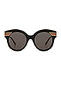view 1 of 3 LUNETTES DE SOLEIL OVERSIZE CAT EYE ACETATE in Shiny Black & Grey