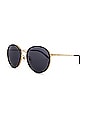view 2 of 3 GAFAS DE SOL VINTAGE ROUND in Shiny Black, Gold & Grey