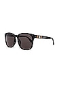 view 2 of 3 Lines Square Sunglasses in Shiny Black & Grey