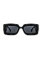 view 1 of 3 Matelasse Rectangular Sunglasses in Shiny Black & Grey