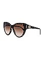 view 2 of 3 Oversize Cat Eye Fork in Shiny Dark Havana & Brown Gradient