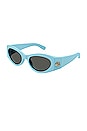 view 2 of 3 GG Corner Cat Eye Sunglasses in Shiny Solid Light Blue