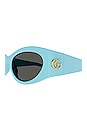 view 3 of 3 GG Corner Cat Eye Sunglasses in Shiny Solid Light Blue
