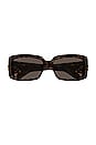 view 1 of 3 GG Corner Rectangular Sunglasses in Shiny Dark Havana