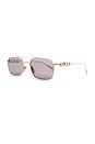 view 2 of 3 Rectangular Sunglasses in Gold & Brown