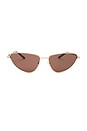 view 1 of 3 Metal Sunglasses in Gold & Brown