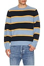 view 1 of 4 Stripe Crew Neck Sweater in Heather Blue Combo