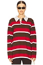 view 1 of 4 Striped Rugby in Chestnut & True Red Stripe