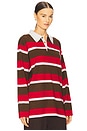 view 2 of 4 Striped Rugby in Chestnut & True Red Stripe