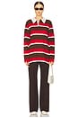 view 4 of 4 Striped Rugby in Chestnut & True Red Stripe