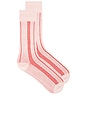 view 1 of 2 CALCETINES VERTICAL STRIPE in Powder Pink, Cream, & Cherry