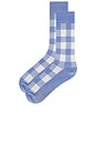 view 2 of 2 Gingham Socks in French Blue & Cream