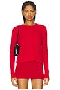 view 2 of 5 Cable Shrunken Cashmere Crew Sweater in True Red