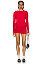 view 5 of 5 Cable Shrunken Cashmere Crew Sweater in True Red