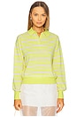 view 1 of 4 Collegiate Stripe Polo Cashmere Sweater in Lemon Combo