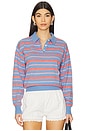 view 1 of 4 Collegiate Stripe Polo Cashmere Sweater in French Blue Combo