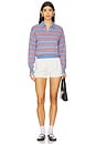 view 4 of 4 Collegiate Stripe Polo Cashmere Sweater in French Blue Combo