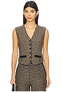 view 1 of 5 Houndstooth Tailored Vest in Black & Dune