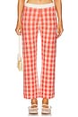 view 1 of 6 Gingham Flare Pant in Cherry Combo
