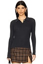 view 1 of 7 Long Sleeve Shrunken Polo Top in Black