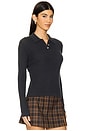 view 2 of 7 Long Sleeve Shrunken Polo Top in Black