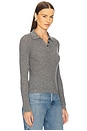 view 2 of 4 Long Sleeve Shrunken Cashmere Polo in Heather Grey