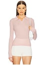 view 1 of 4 Long Sleeve Shrunken Cashmere Polo in Powder Pink