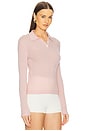 view 2 of 4 Long Sleeve Shrunken Cashmere Polo in Powder Pink