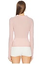 view 3 of 4 Long Sleeve Shrunken Cashmere Polo in Powder Pink
