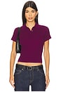 view 1 of 4 Shrunken Cashmere Polo Top in Aubergine