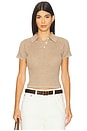 view 1 of 4 Shrunken Cashmere Polo Top in Taupe