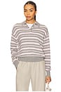 view 1 of 4 Collegiate Stripe Polo Sweater in Heather Grey Combo