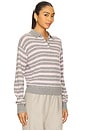 view 2 of 4 Collegiate Stripe Polo Sweater in Heather Grey Combo