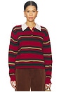 view 1 of 4 Cropped Stripe Rugby Sweater in Ruby Combo