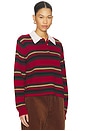 view 2 of 4 Cropped Stripe Rugby Sweater in Ruby Combo