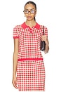 view 1 of 4 Gingham Shrunken Polo in Scarlet & Mist