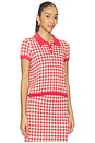 view 2 of 4 Gingham Shrunken Polo in Scarlet & Mist